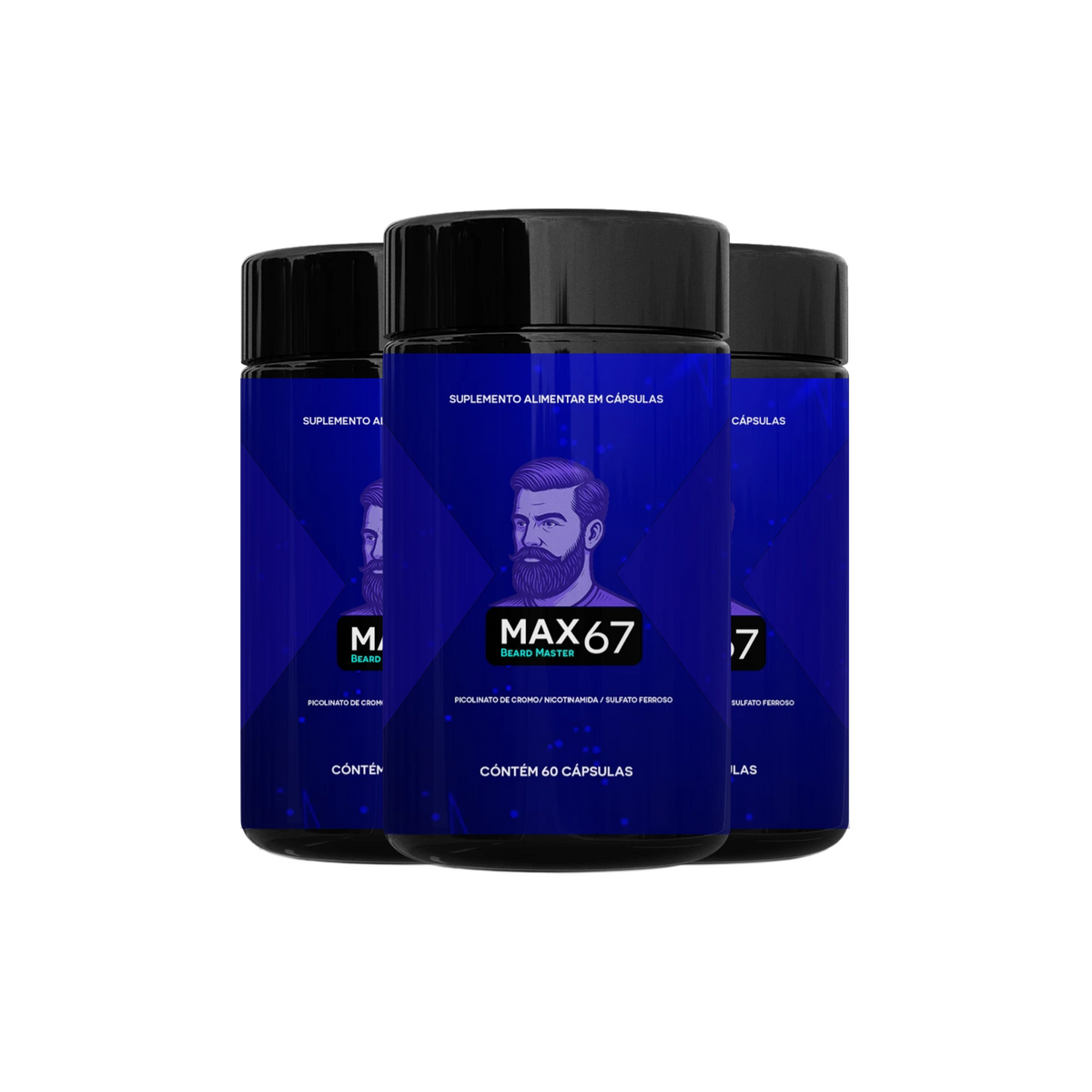 BEARD MASTER - Suplemento para Crescimento e Fortalecimento de Barba e Cabelo - Kit 03 Unidades