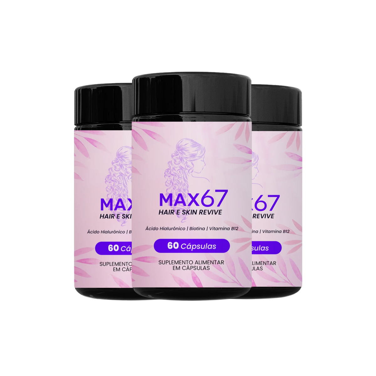 HAIR E SKIN REVIVE - Suplemento para Cabelo, Pele e Unhas - Kit 03 Unidades