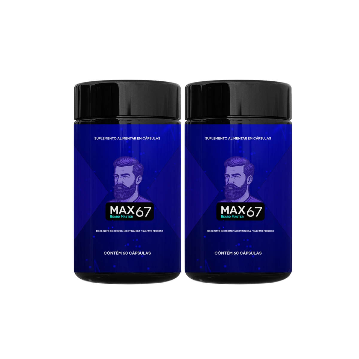 BEARD MASTER - Suplemento para Crescimento e Fortalecimento de Barba e Cabelo - Kit 02 Unidades